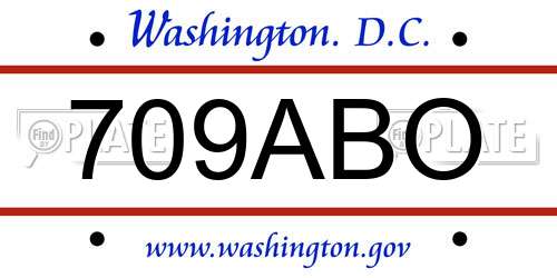 709ABO District Of Columbia License Plate