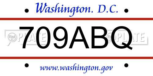 709ABQ District Of Columbia License Plate