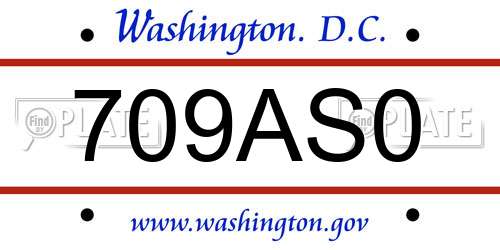 709AS0 District Of Columbia License Plate