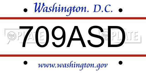 709ASD District Of Columbia License Plate