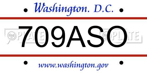 709ASO District Of Columbia License Plate