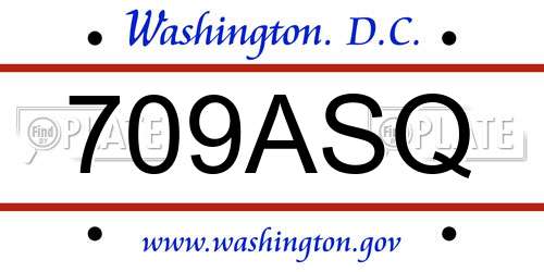 709ASQ District Of Columbia License Plate
