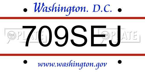 709SEJ District Of Columbia License Plate