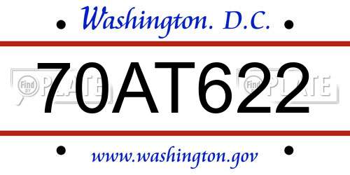 70AT622 District Of Columbia License Plate