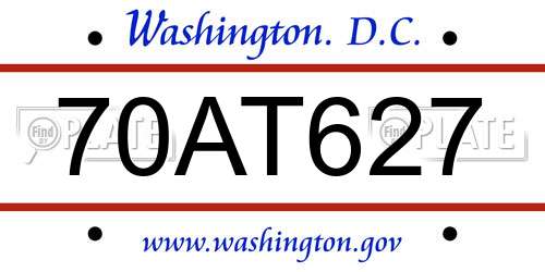 70AT627 District Of Columbia License Plate