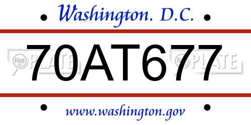 70AT677 District Of Columbia License Plate