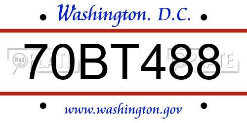 70BT488 District Of Columbia License Plate