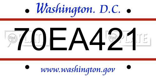 70EA421 District Of Columbia License Plate