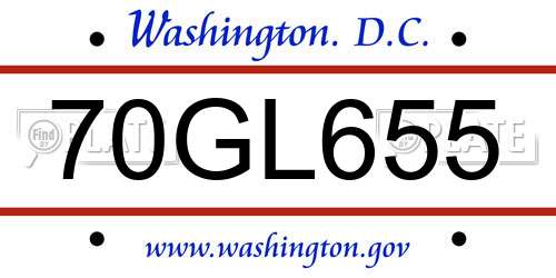 70GL655 District Of Columbia License Plate