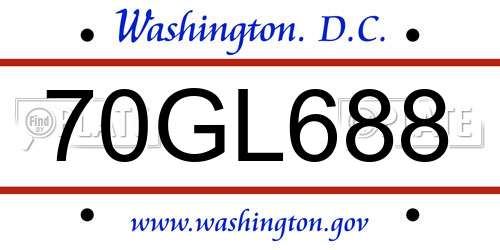 70GL688 District Of Columbia License Plate