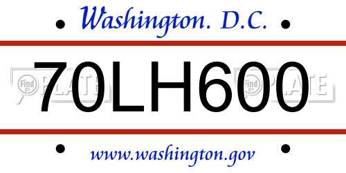 70LH600 District Of Columbia License Plate