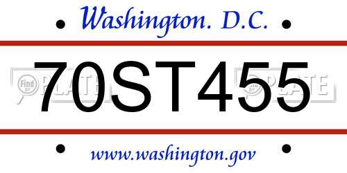 70ST455 District Of Columbia License Plate