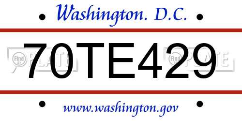 70TE429 District Of Columbia License Plate