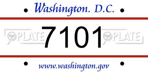 7101 District Of Columbia License Plate