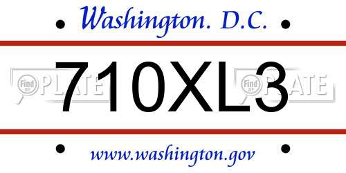 710XL3 District Of Columbia License Plate