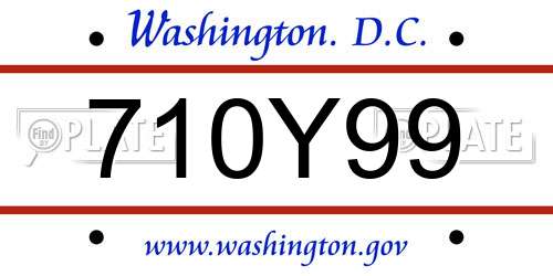 710Y99 District Of Columbia License Plate