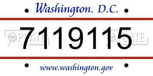 7119115 District Of Columbia License Plate