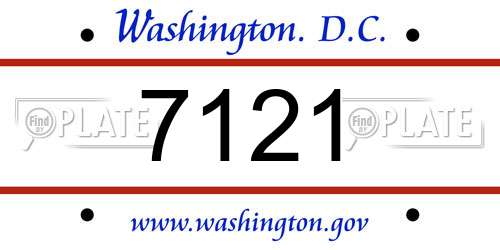 7121 District Of Columbia License Plate