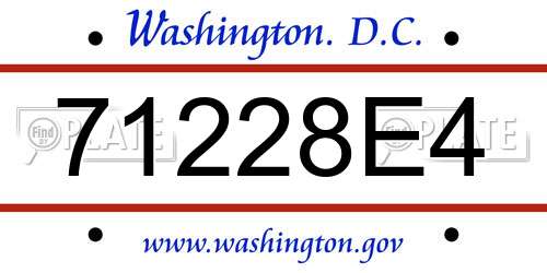 71228E4 District Of Columbia License Plate