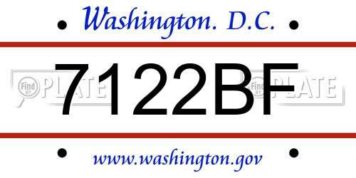 7122BF District Of Columbia License Plate