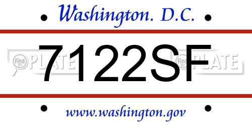 7122SF District Of Columbia License Plate