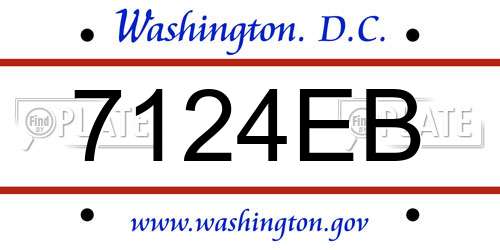 7124EB District Of Columbia License Plate