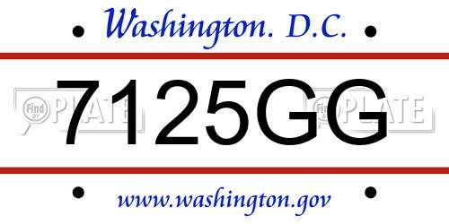7125GG District Of Columbia License Plate