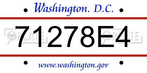71278E4 District Of Columbia License Plate