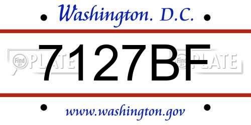 7127BF District Of Columbia License Plate