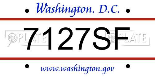 7127SF District Of Columbia License Plate