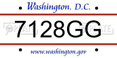7128GG District Of Columbia License Plate