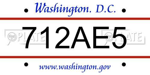 712AE5 District Of Columbia License Plate