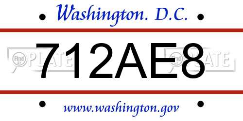 712AE8 District Of Columbia License Plate