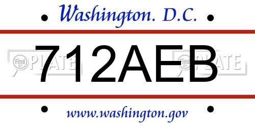 712AEB District Of Columbia License Plate