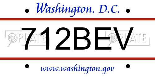 712BEV District Of Columbia License Plate
