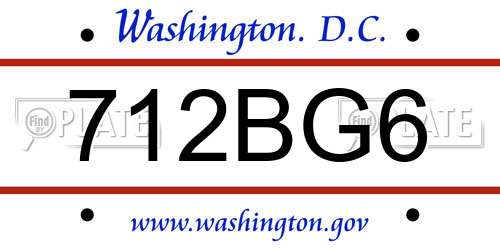 712BG6 District Of Columbia License Plate