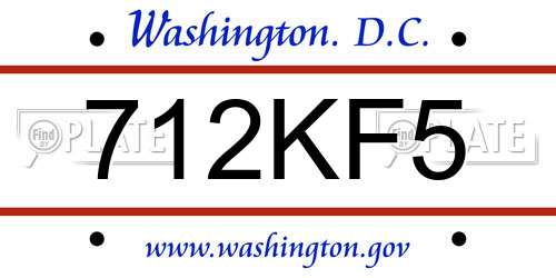 712KF5 District Of Columbia License Plate