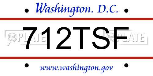 712TSF District Of Columbia License Plate
