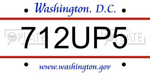 712UP5 District Of Columbia License Plate