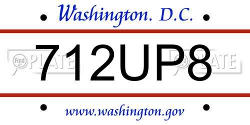 712UP8 District Of Columbia License Plate