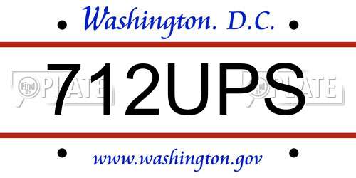 712UPS District Of Columbia License Plate