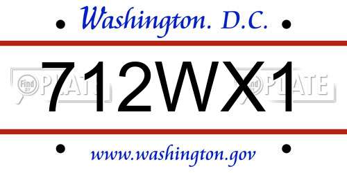 712WX1 District Of Columbia License Plate