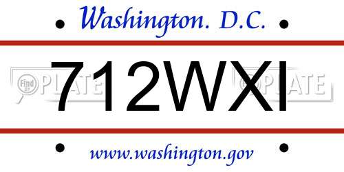 712WXI District Of Columbia License Plate
