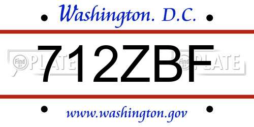 712ZBF District Of Columbia License Plate