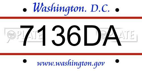 7136DA District Of Columbia License Plate