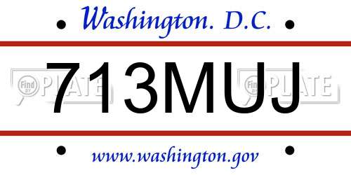 713MUJ District Of Columbia License Plate
