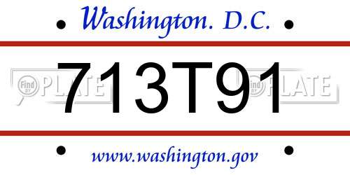 713T91 District Of Columbia License Plate