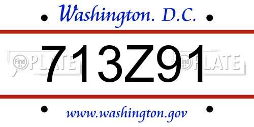 713Z91 District Of Columbia License Plate