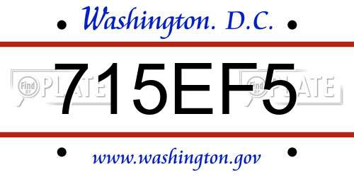 715EF5 District Of Columbia License Plate