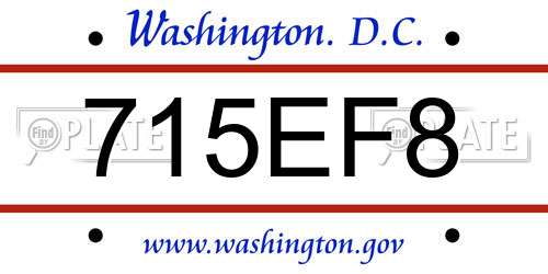 715EF8 District Of Columbia License Plate